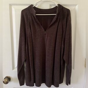 Hampshire Studio Quarter-Zip Brown Knit Pullover